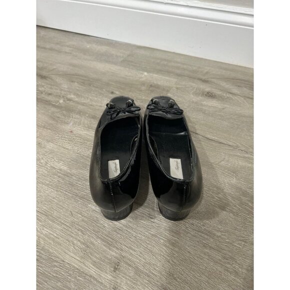 Spiegel Vintage Square Toe Bow Shiny Black Leather Heels Women's Size 8.5 - Picture 4 of 5